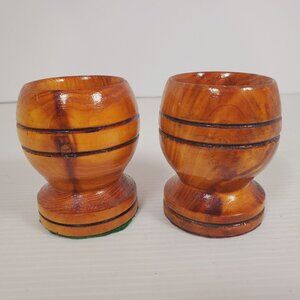 VTG Monkey Pod Barware Goblets Set Hand-Turned Wooden Cups MCM Hawaiian Drinkwar